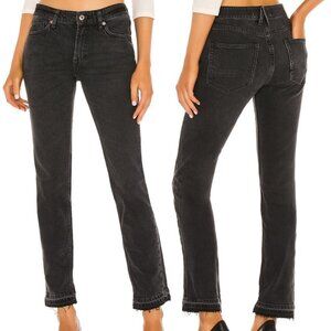 Free People Cuffed Slim Boyfriend Jeans Faded Black Distressed 24